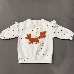 Baby White with Navy Polka Dots Sweater with Fox Design